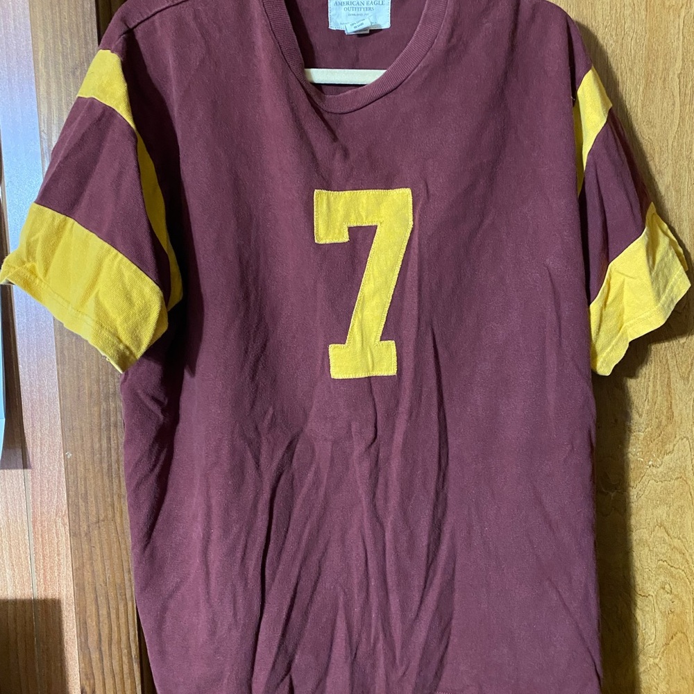 American Eagle Outfitters Maroon and Yellow Jersey